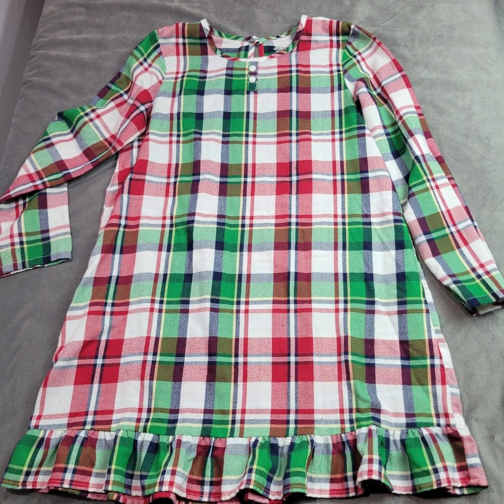 Jammies For Your Families Girls L 10/12 Plaid Nightgown Red Green Christmas DS14
